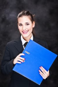 business woman with files